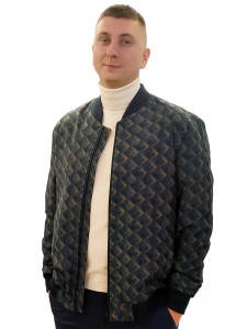 Фото товара Куртка бомбер синя з візерунком MCR, артикул: 39484 Вітровки