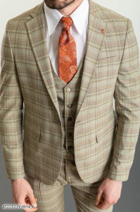 Фото товара Костюм  трійка бежевий в клітинку  MCR, артикул: 45223 костюм 3 зріст ( 164-178 )