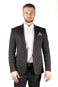 Фото товара Пиджак чёрный трикотажный меланж LANDOR, артикул: 296 Піджаки