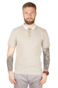 Фото товара Футболка бежевая в белую полоску SORBINO, артикул: 7575-1 Футболки та поло