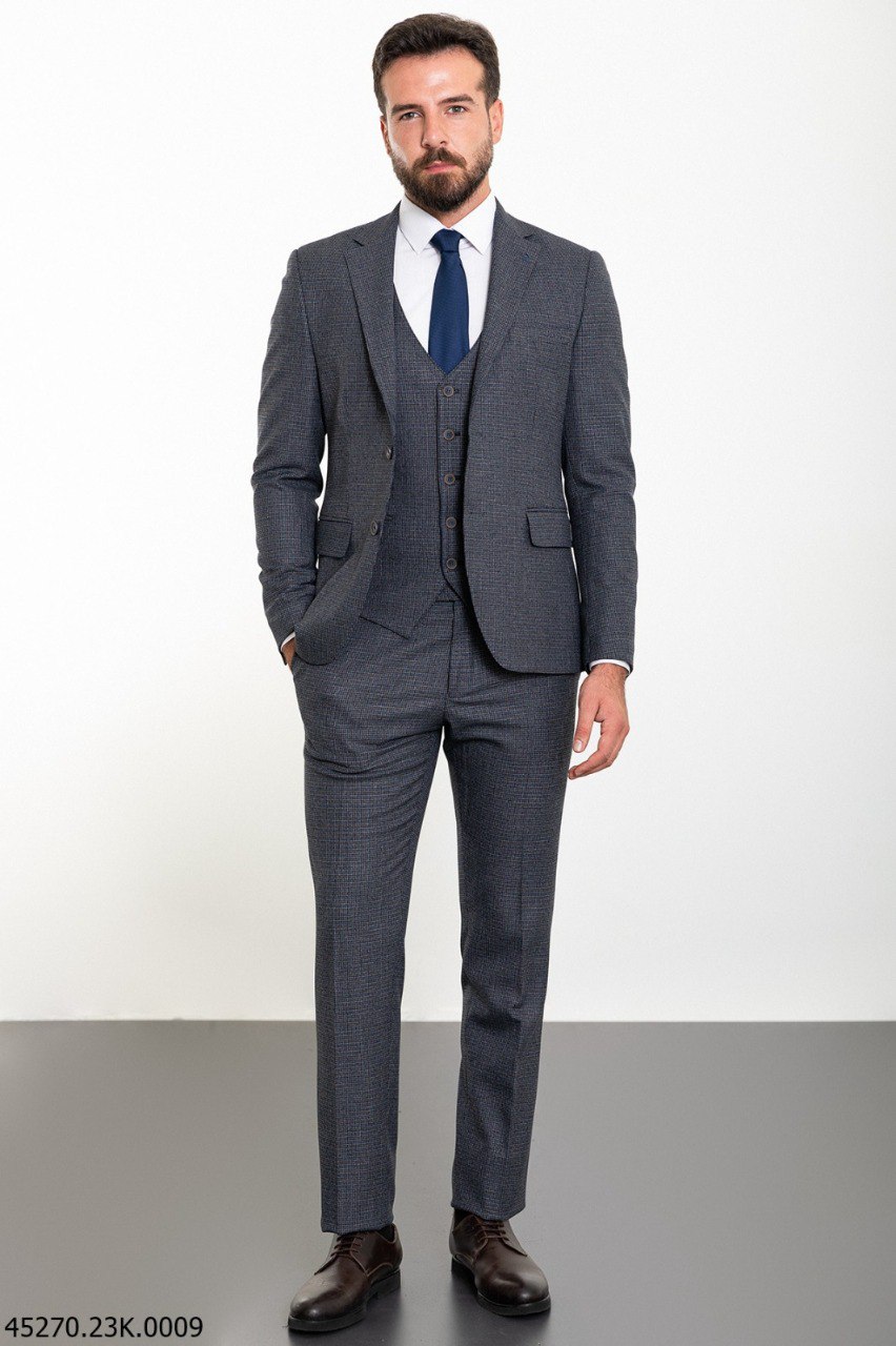 Костюм  темно-синій в дрібну клітинку   MCR