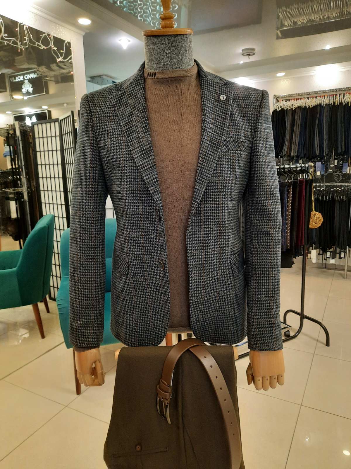 Піджак сірий в синій візерунок TONY CASSANO