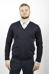 Фото Свитер синий с мысом в точечку IL. GRANCHIO артикул: 18688-1 Светри , Кофти поло