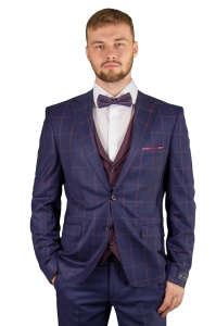 Фото товара Костюм тройка синий в клетку OLIVER MANCINI, артикул: 8260-2 костюм 3 зріст ( 164-178 )