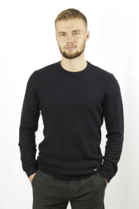 Фото Свитер темно синий в тканевый узор SORBINO артикул: 7195 Светри , Кофти поло