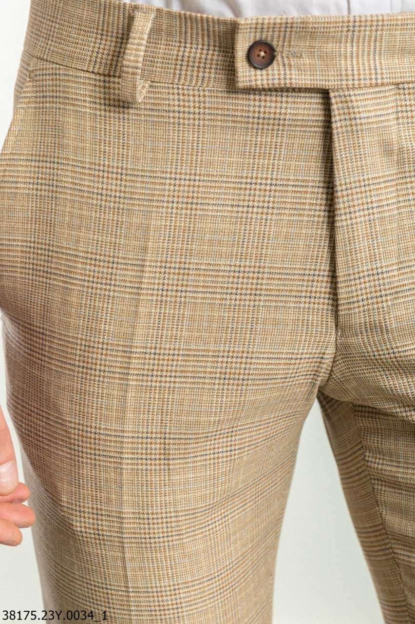 Брюки бежеві в клітинку MCR 38175-3