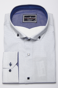 Фото товара Рубашка белая в мелкий рисунок Giovanni Fratelli, артикул: 5012 Приталені