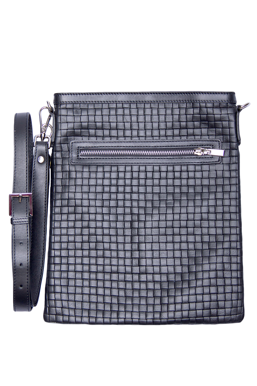 Сумка чёрная текстурная  через плечо LEATHER COUNTRY