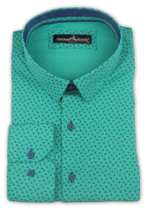 Фото товара Рубашка зеленая Giovanni Fratelli, артикул: 2475-1 Приталені