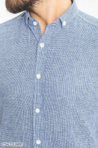 Фото Сорочка з коротким рукавом синя в мілку клітинку MCR 37766 артикул: 37766 Приталений крій