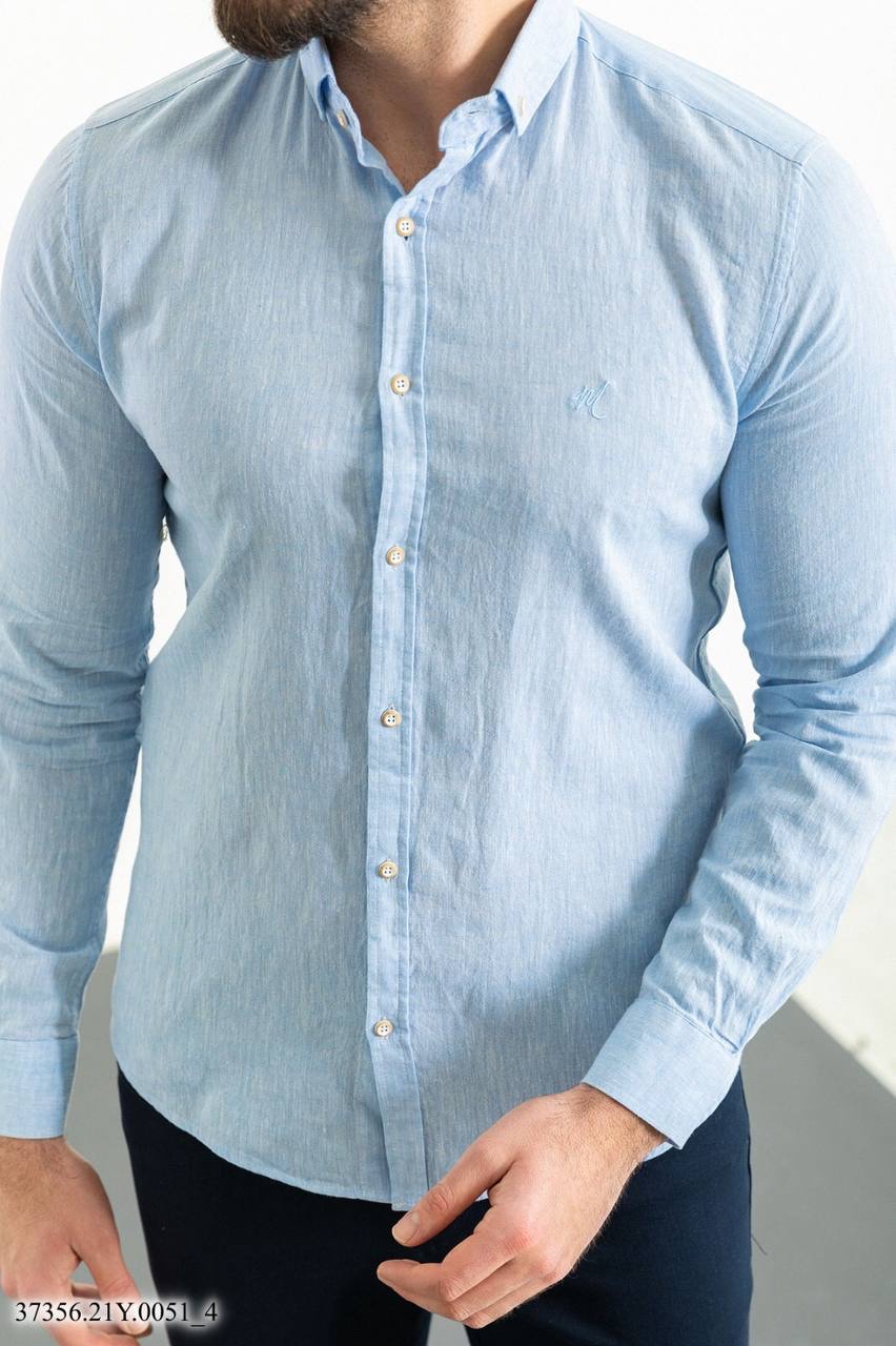 Сорочка блакитна лляна MCR