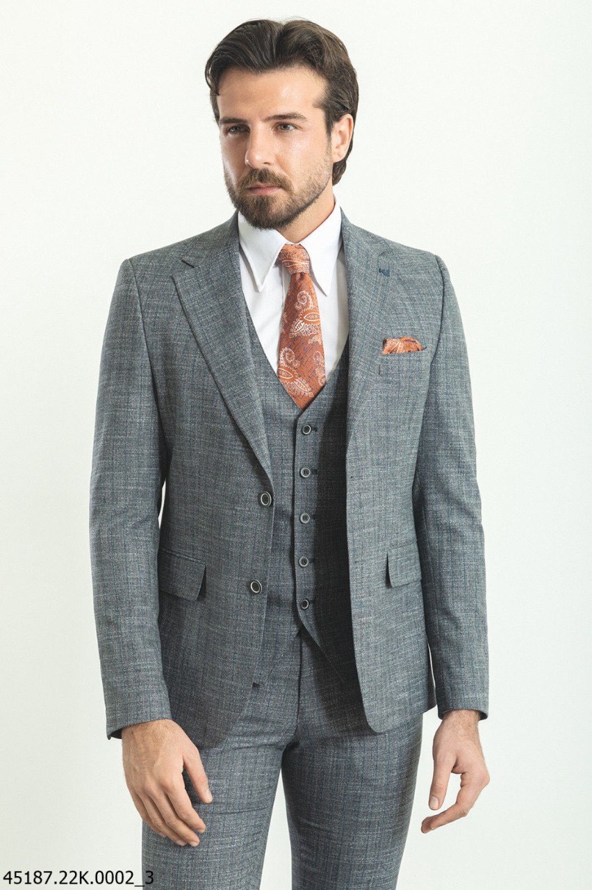 Костюм трійка сірий в клітинку MCR