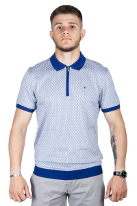 Фото товара Футболка-поло синяя в узор на молнии WHITE HOUSE, артикул: 191751 Футболки та поло