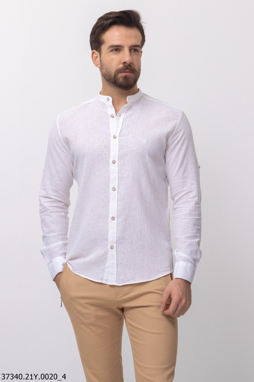 Сорочка біла лляна батал MCR