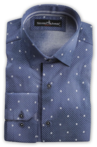 Фото Рубашка синяя Giovanni Fratelli артикул: 242619 Приталені