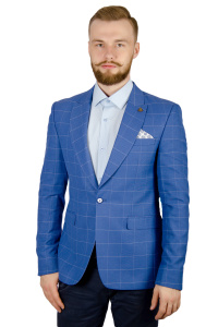 Фото Пиджак голубой в белую клетку ANTOINE GRIZMANN артикул: 580-11 Піджаки