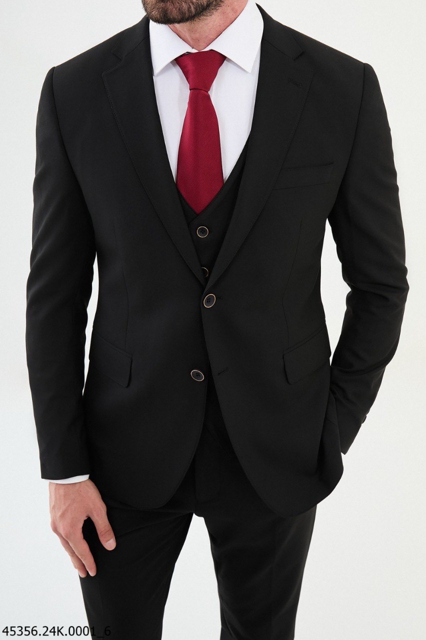 Костюм чорний трійка однотонний  MCR 45356