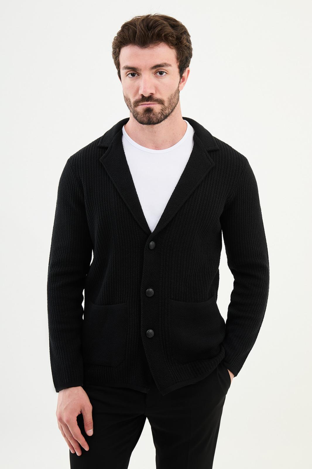 Кардиган чорний трикотаж накладні кишені MCR