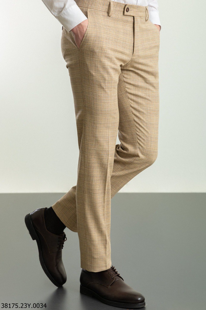 Брюки бежеві в клітинку MCR