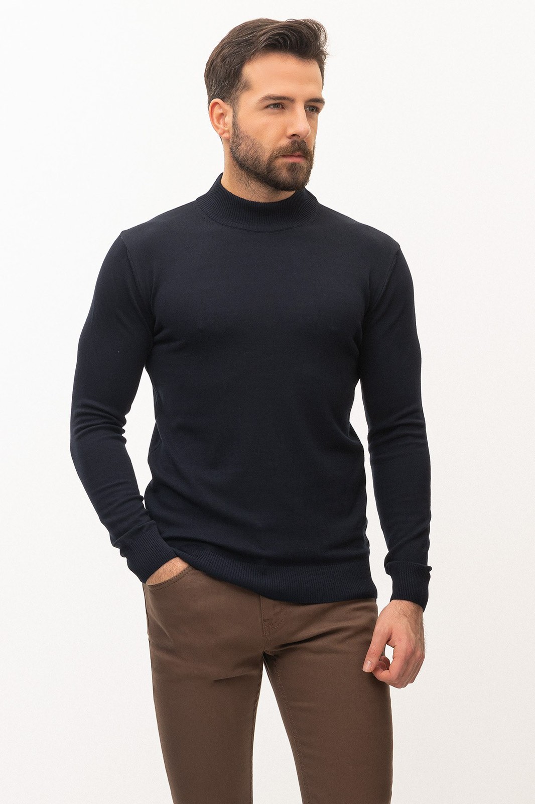 Светр гольф темно-синій однотонний MCR