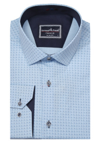 Фото товара Рубашка голубая в рисунок  GIOVANNI FRATELLI, артикул: 1492 Приталені