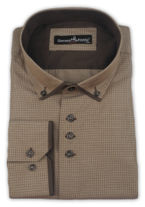 Фото Рубашка темно-бежевая Giovanni Fratelli артикул: 6501 Приталені