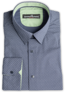 Фото товара Рубашка тёмно-синяя в белый горошек  Giovanni Fratelli, артикул: 4065-4 Приталені