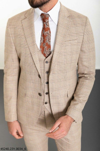 Фото Костюм бежевий в клітинку трійка  MCR 45240-4 артикул: 45240-4 костюм 3 зріст ( 164-178 )