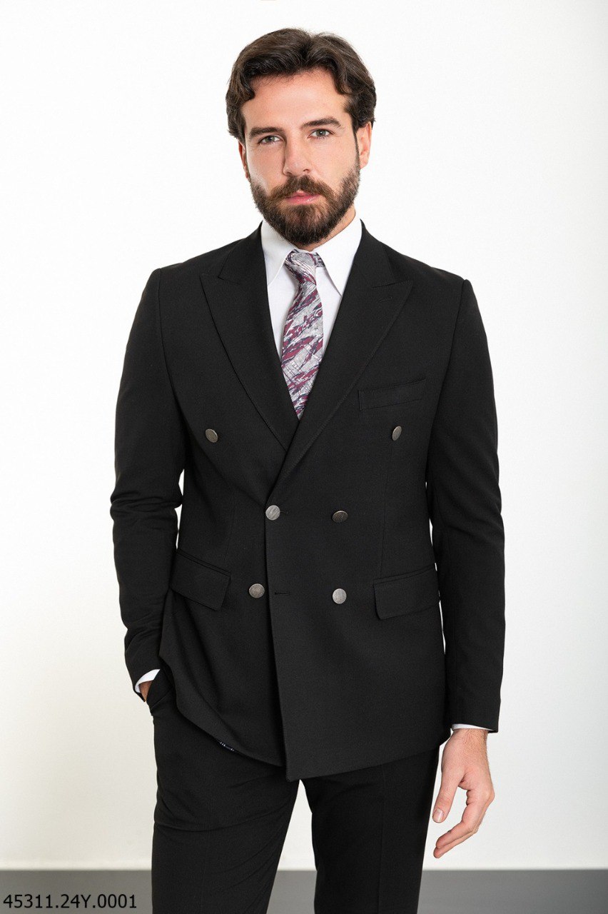 Костюм  двобортний чорний MCR