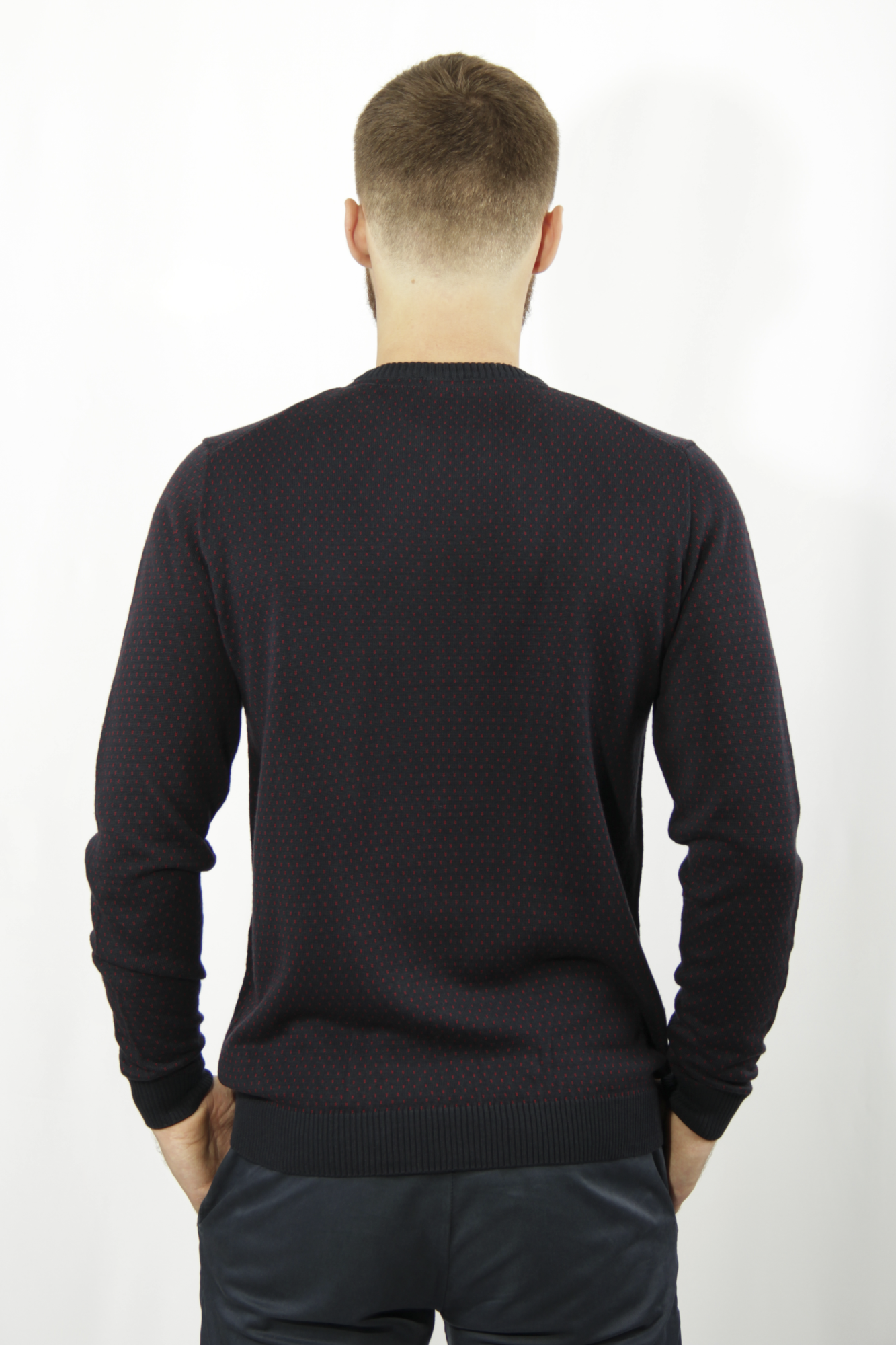 Свитер синий бордовый узор SORBINO