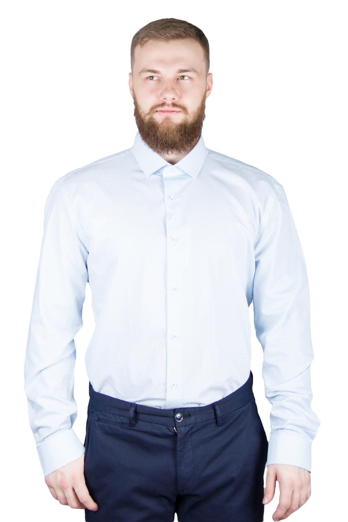 Рубашка голубая в текстурную точку GIOVANNI FRATELLI