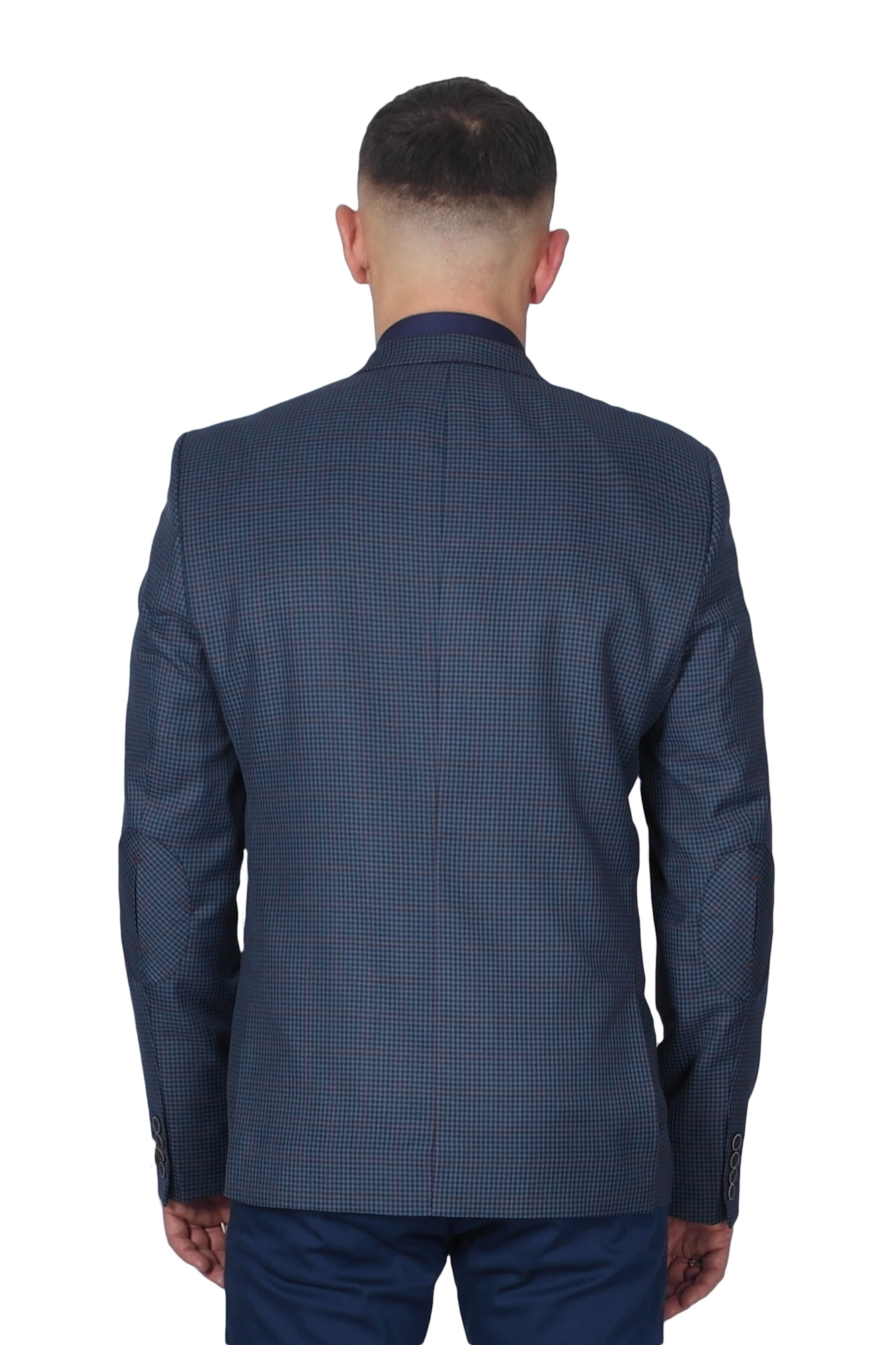 Пиджак голубой в мелкую  коричневую клетку CARDOZO