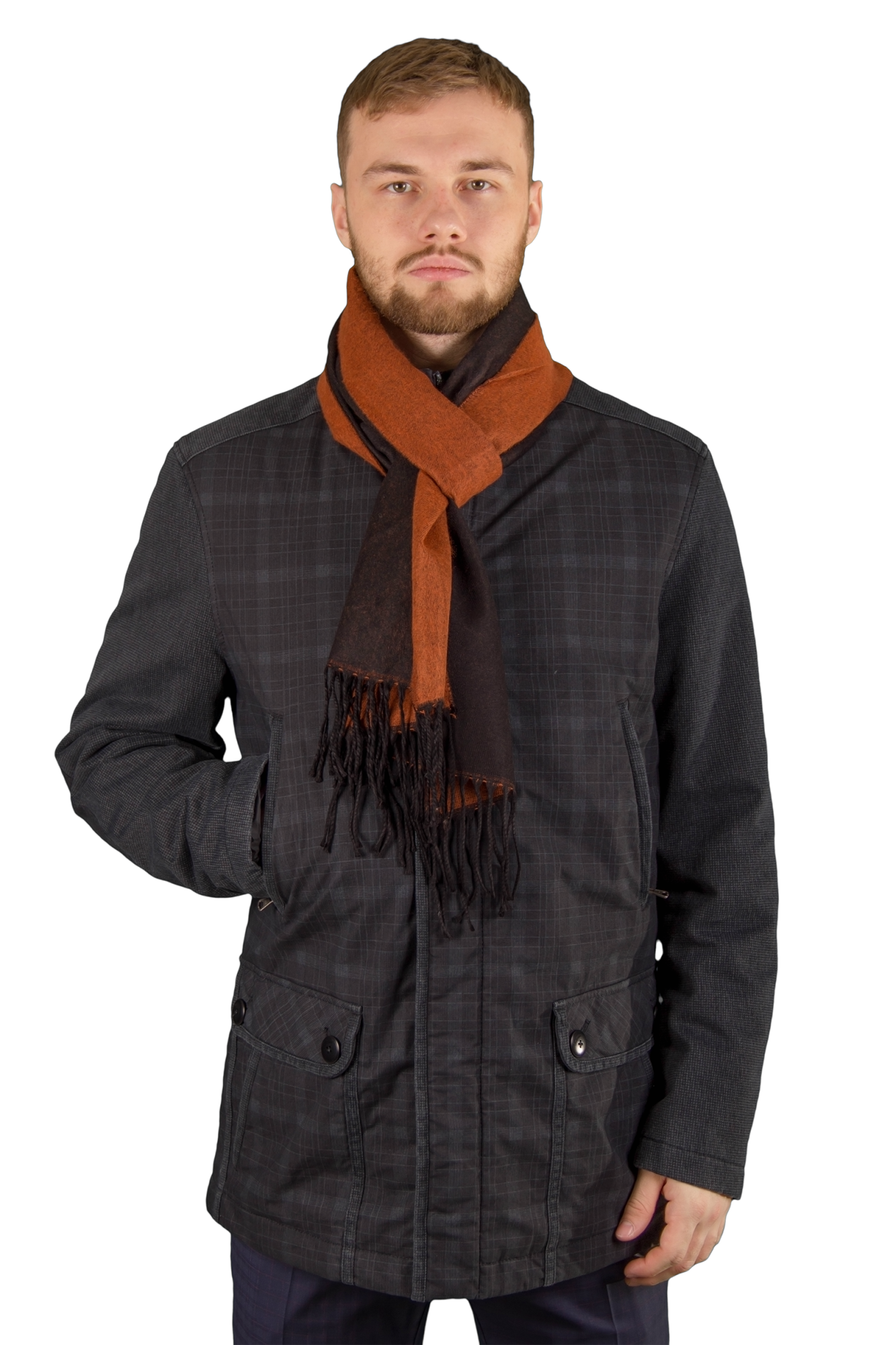 Шарф горчично-чёрный  FABIO DIVAYO