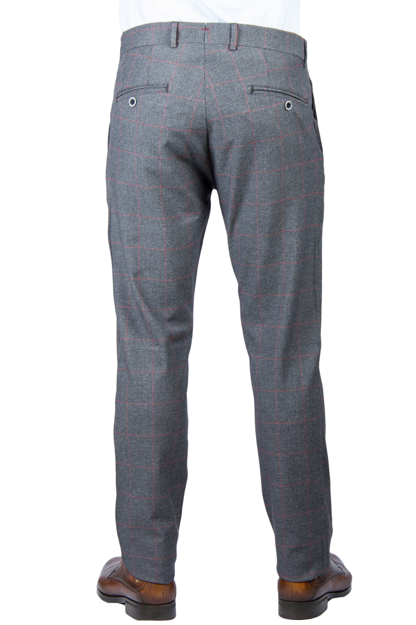 Брюки серые в красную клетку TONY CASSANO