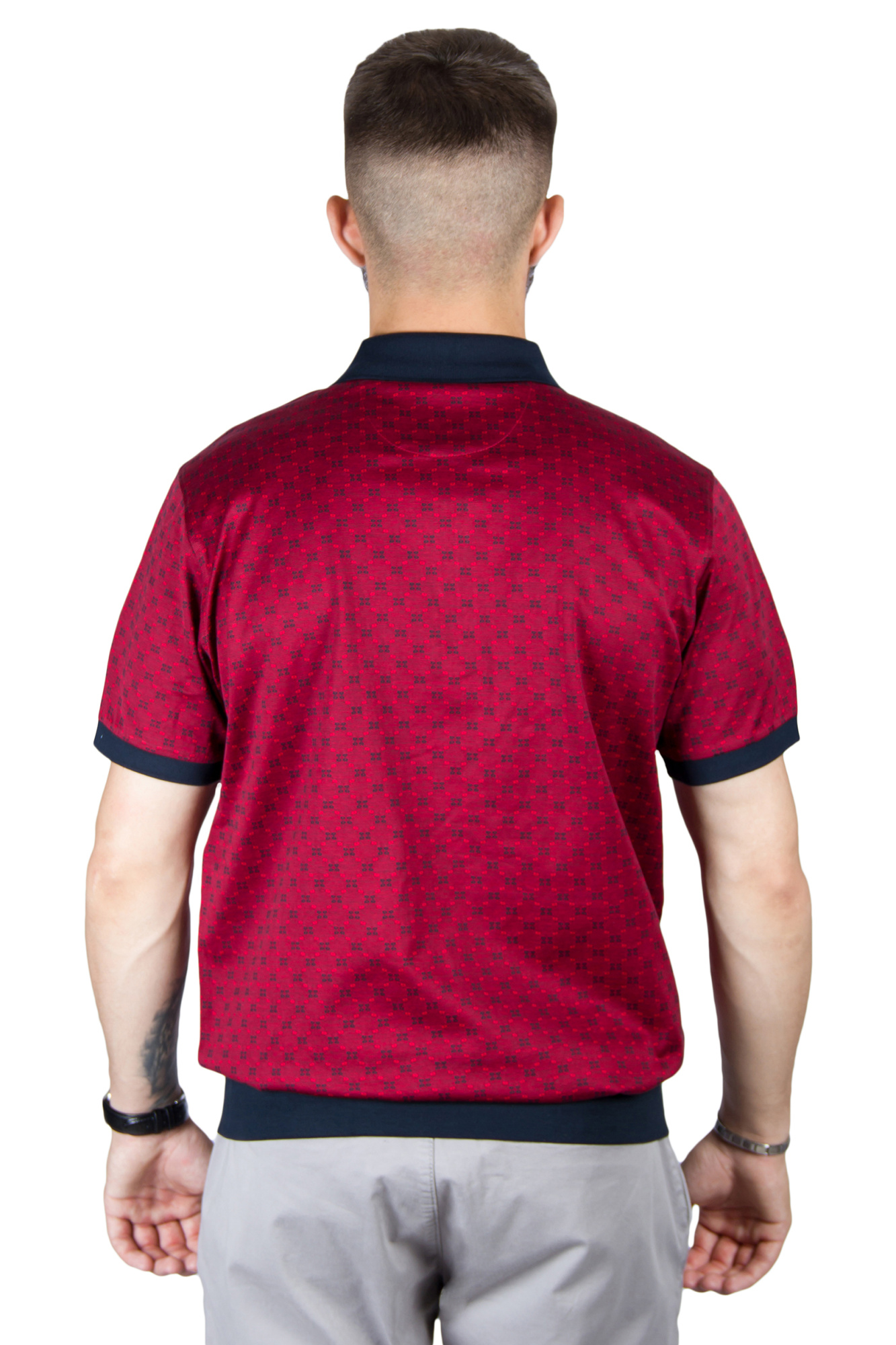 Футболка-поло бордовая в узор на молнии  WHITE HOUSE