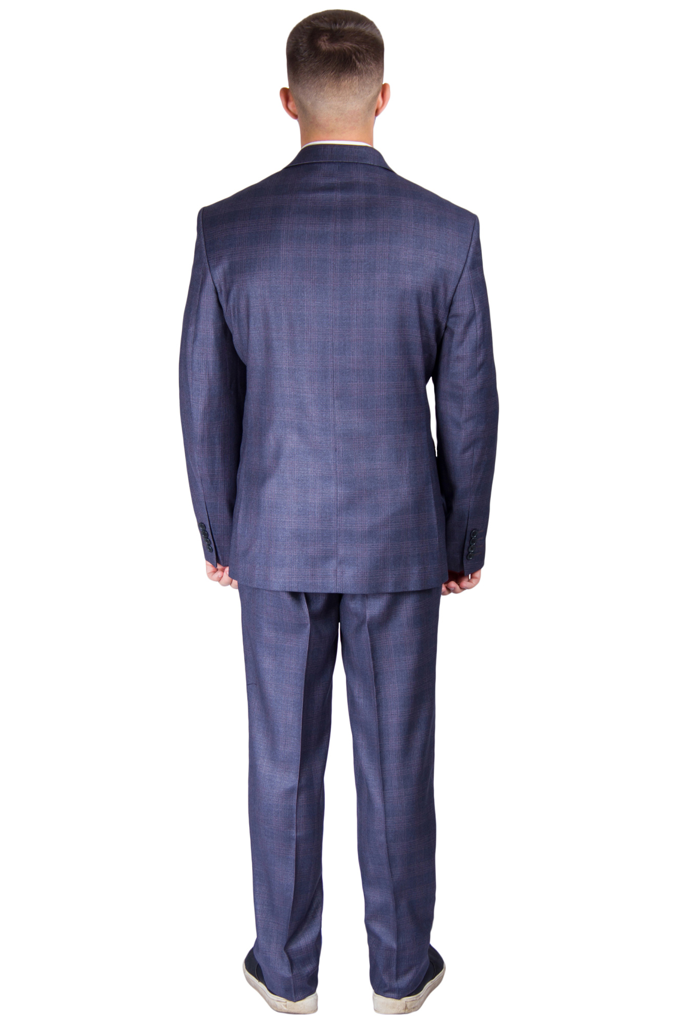 Костюм серый в коричнивую клетку классика PRADELLI