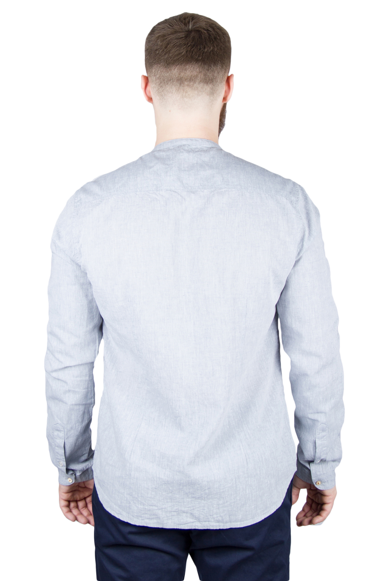 Рубашка голубая льняная BICOLORE