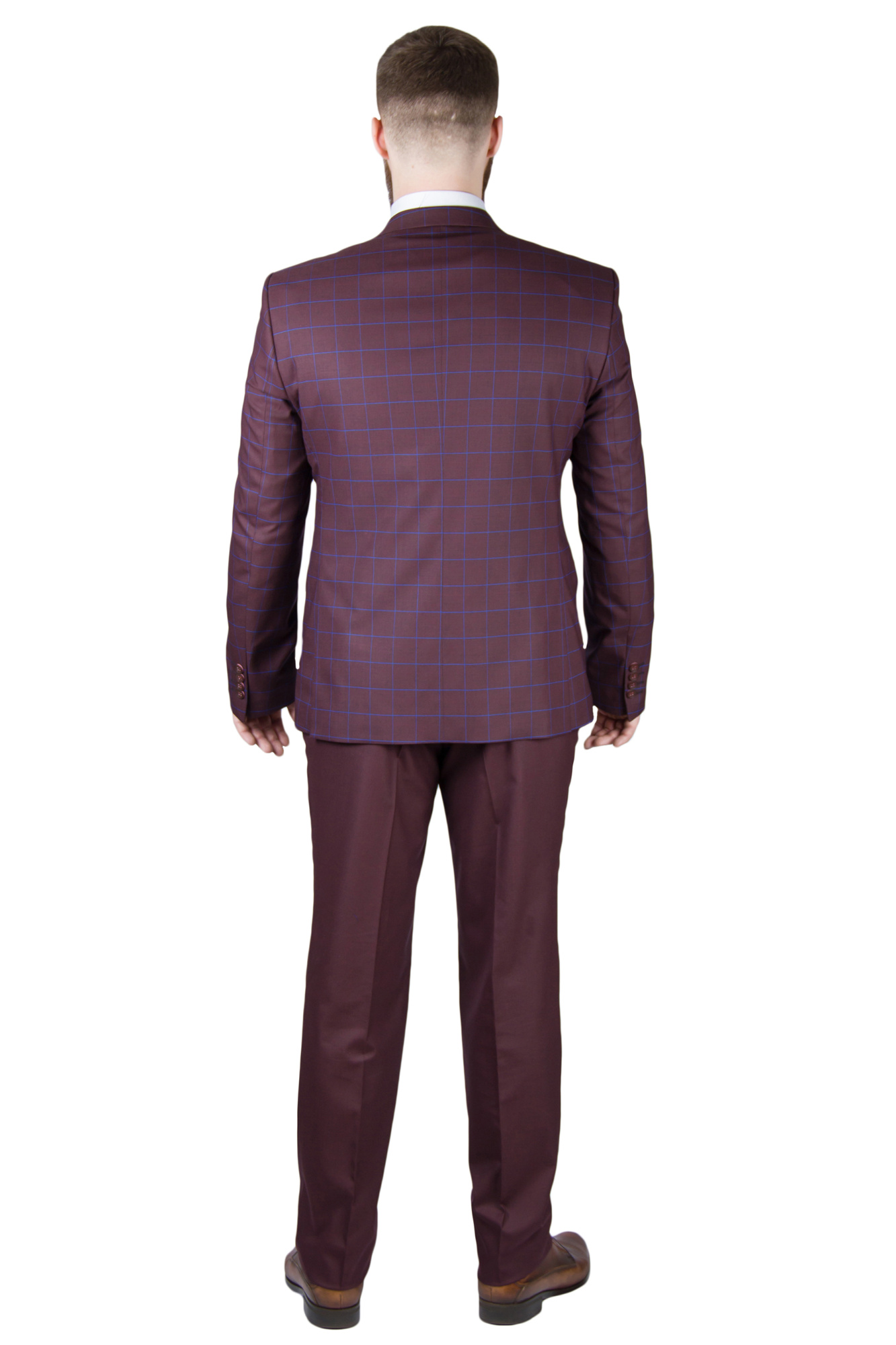 Костюм тройка бордовый в клетку ANTOINE GRIZMANN