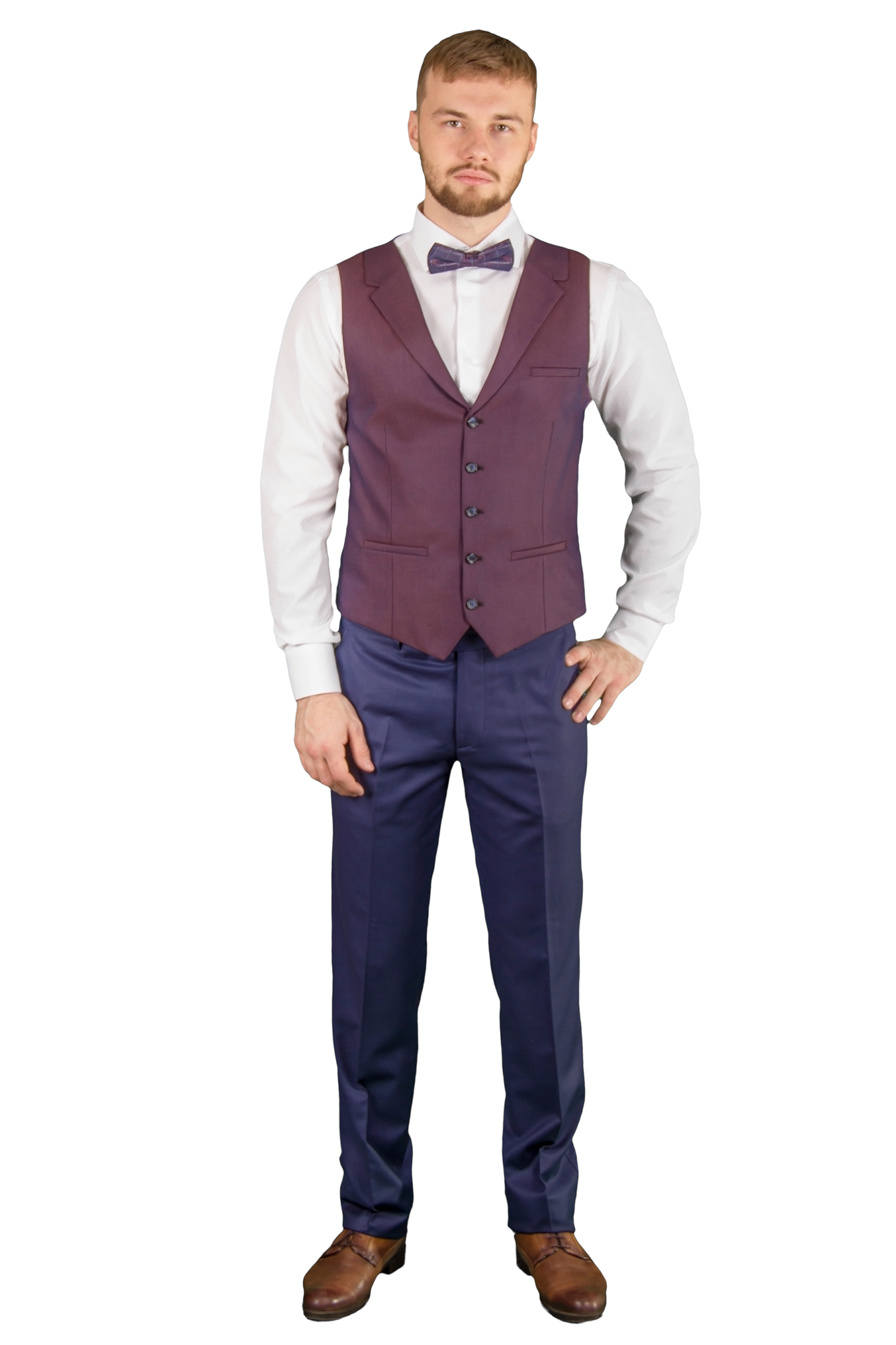 Костюм тройка синий в клетку OLIVER MANCINI