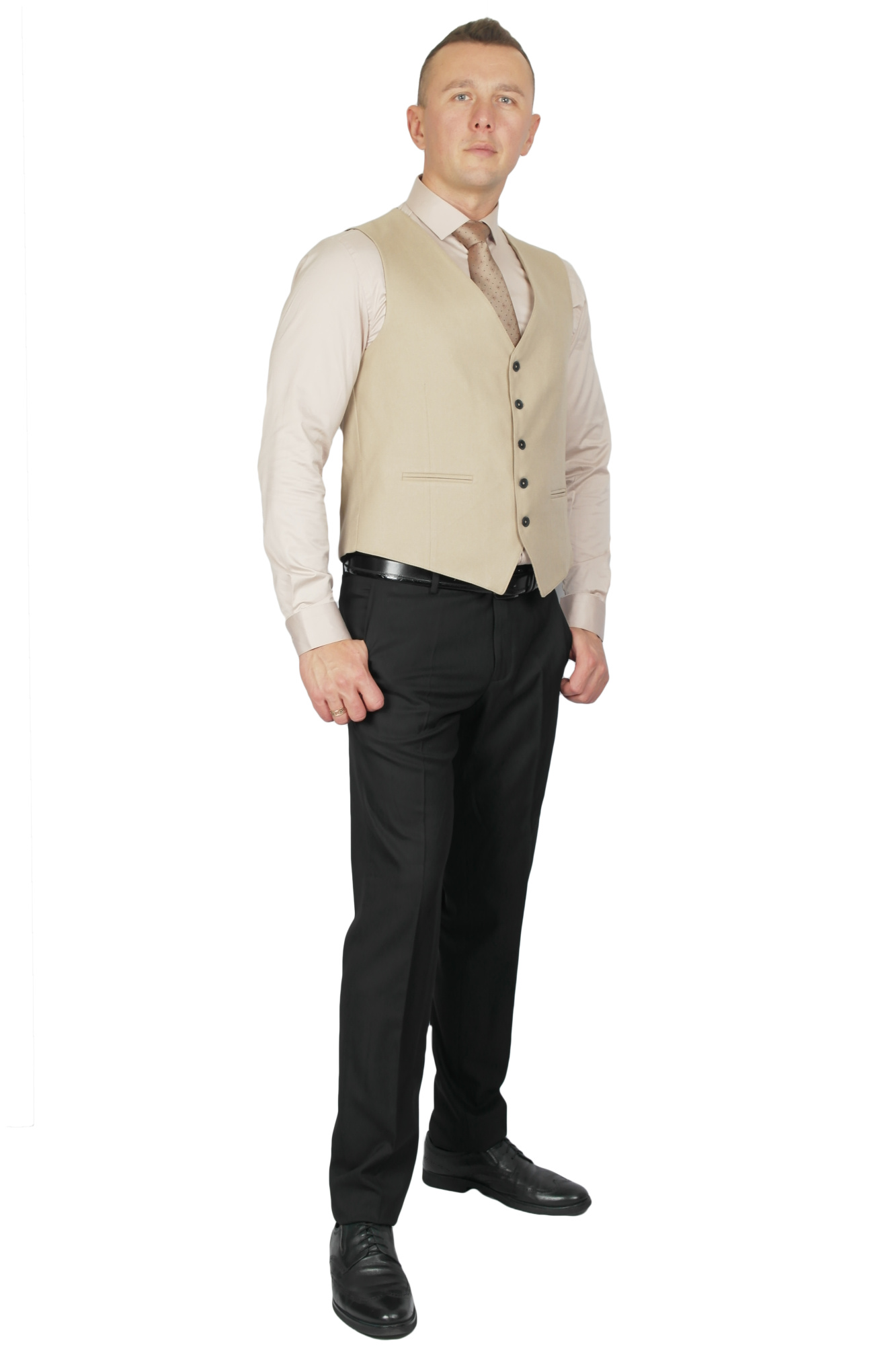 Костюм трійка сіро-голубий в клітинку MCR