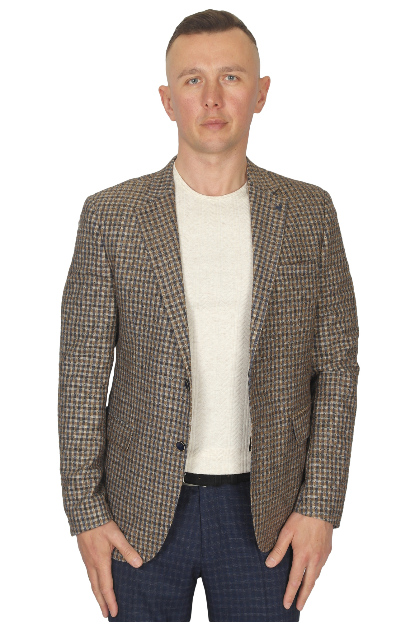 Пиджак бежевий з синім в клітинку  MCR