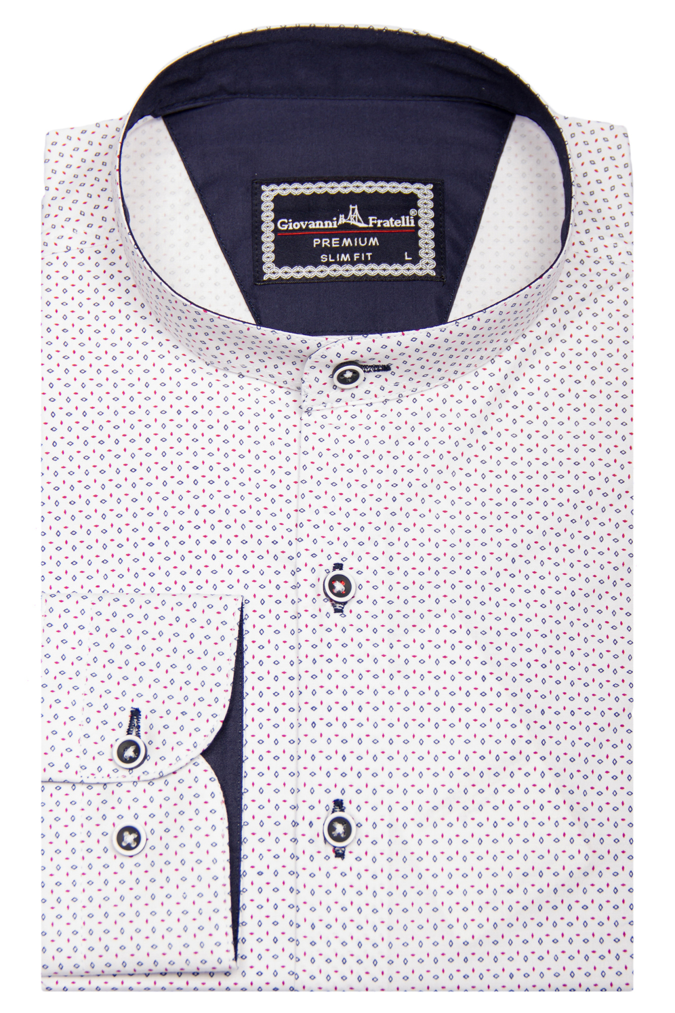 Рубашка белая в узор воротник стойка GIOVANNI FRATELLI