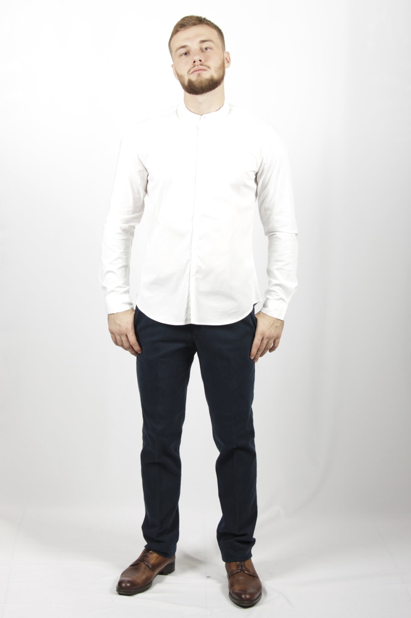 Рубашка белая воротник стойка GIANNI LUPO