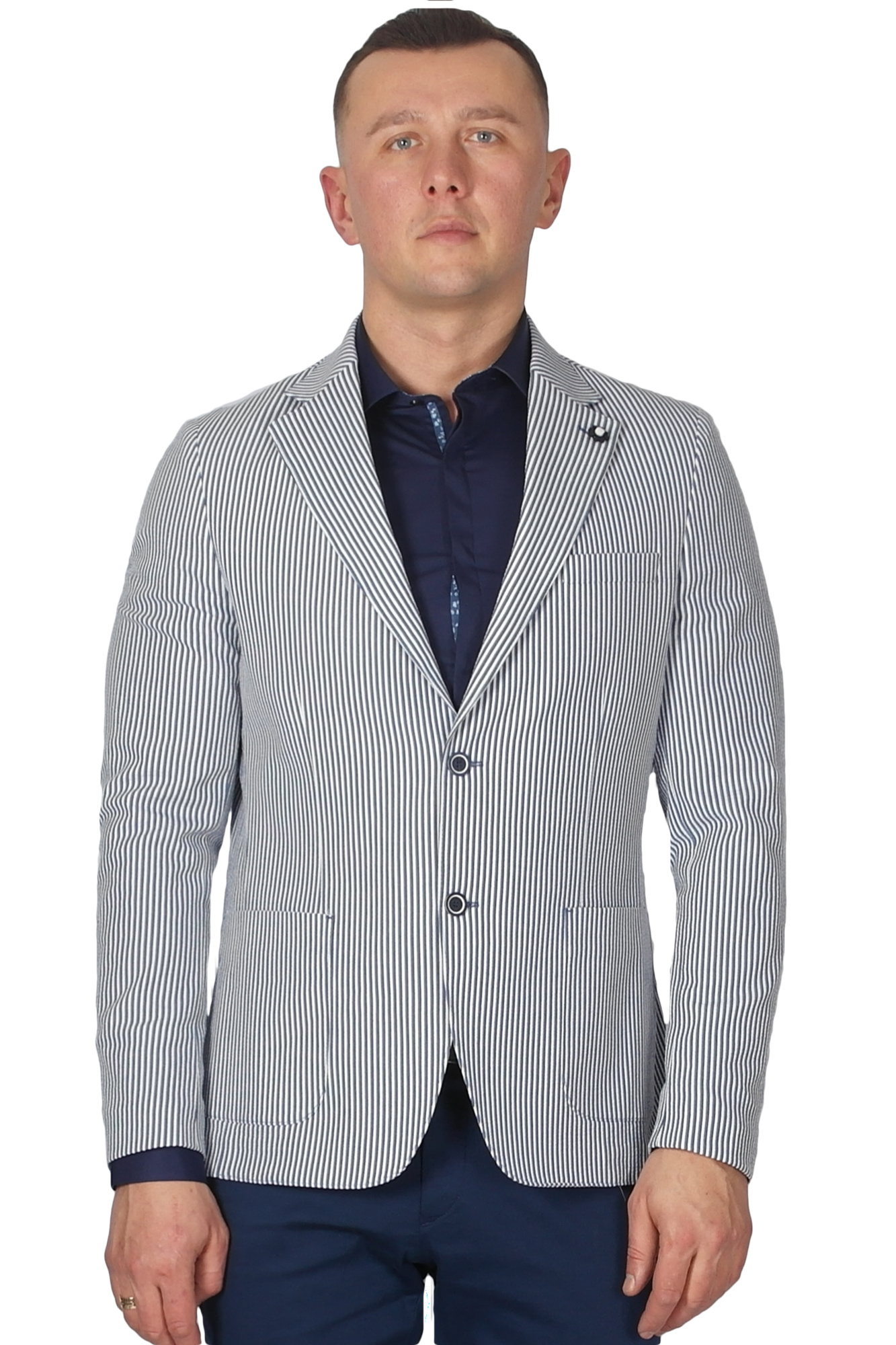 Пиджак белый в голубую полоску  MCR