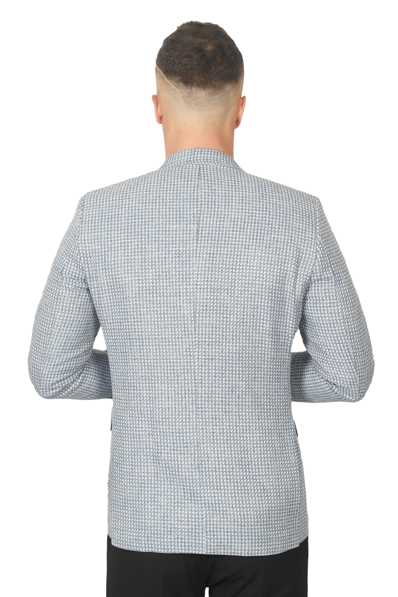 Піджак сіро-голубий в велике плетіння TONY CASSANO