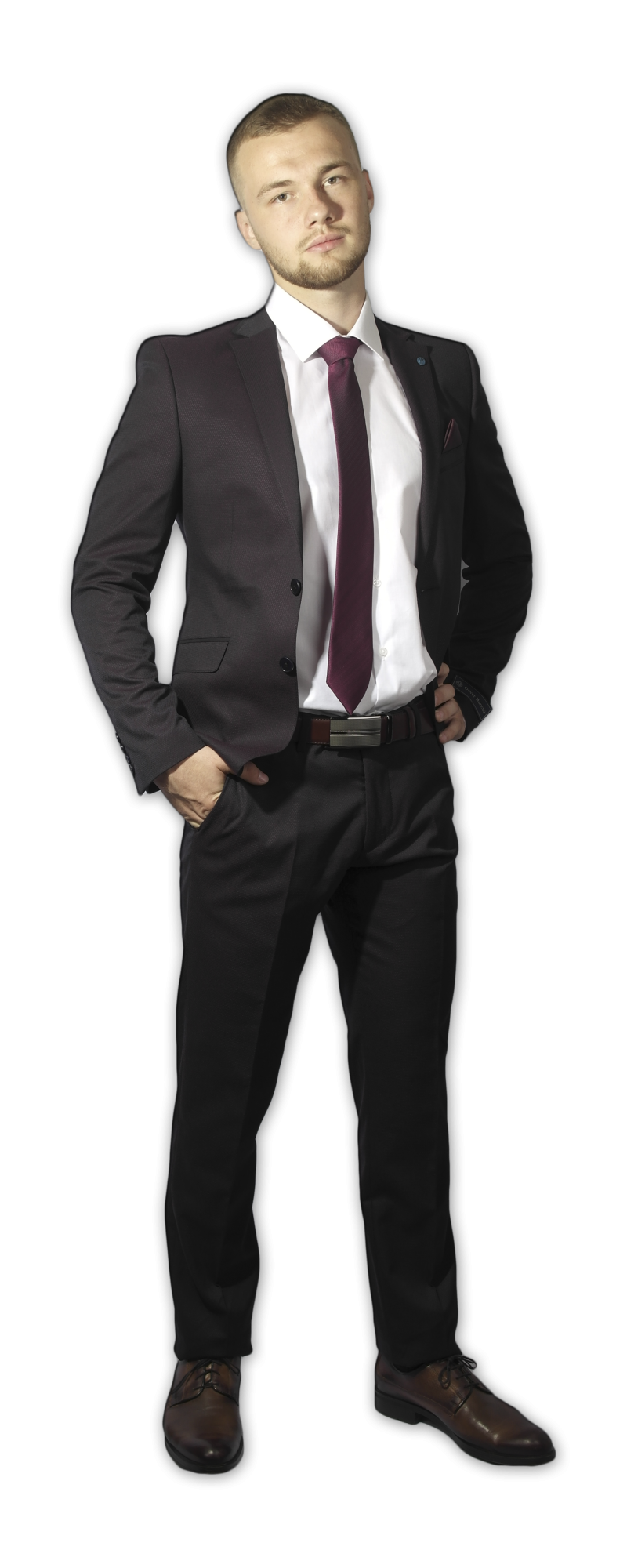 Костюм бордовый в точку OLIVER MANCINI