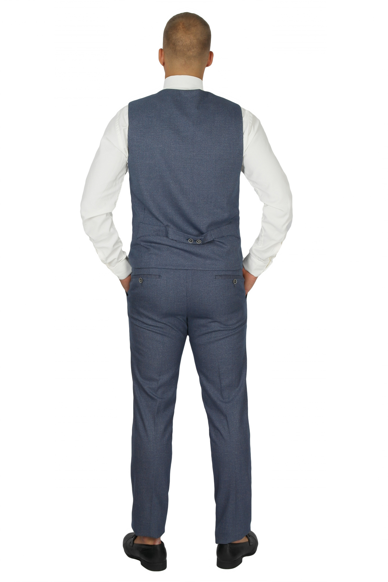 Костюм трійка світло-синій текстурний MCR