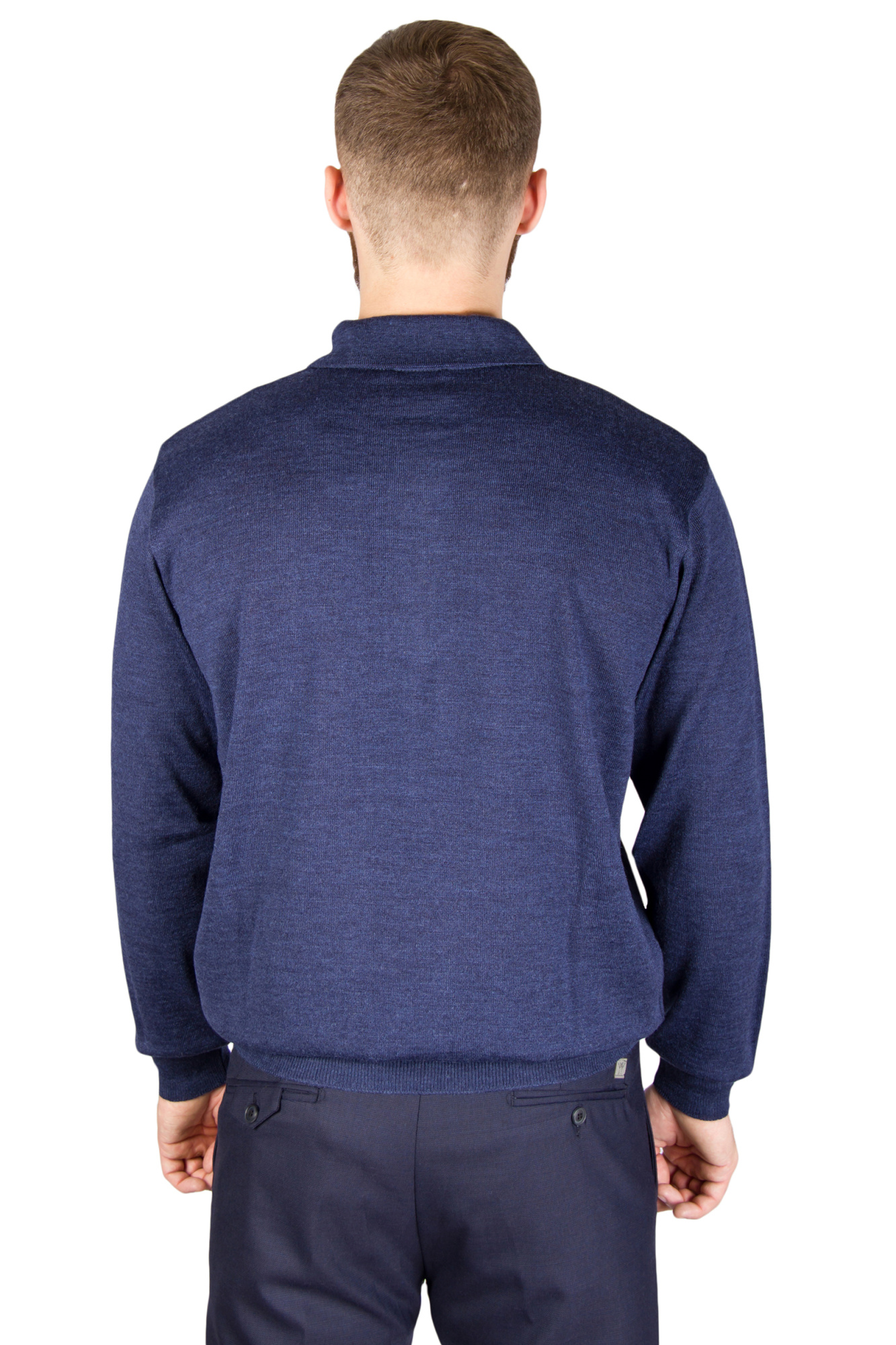 Свитер синий поло однотонный IL. GRANCHIO